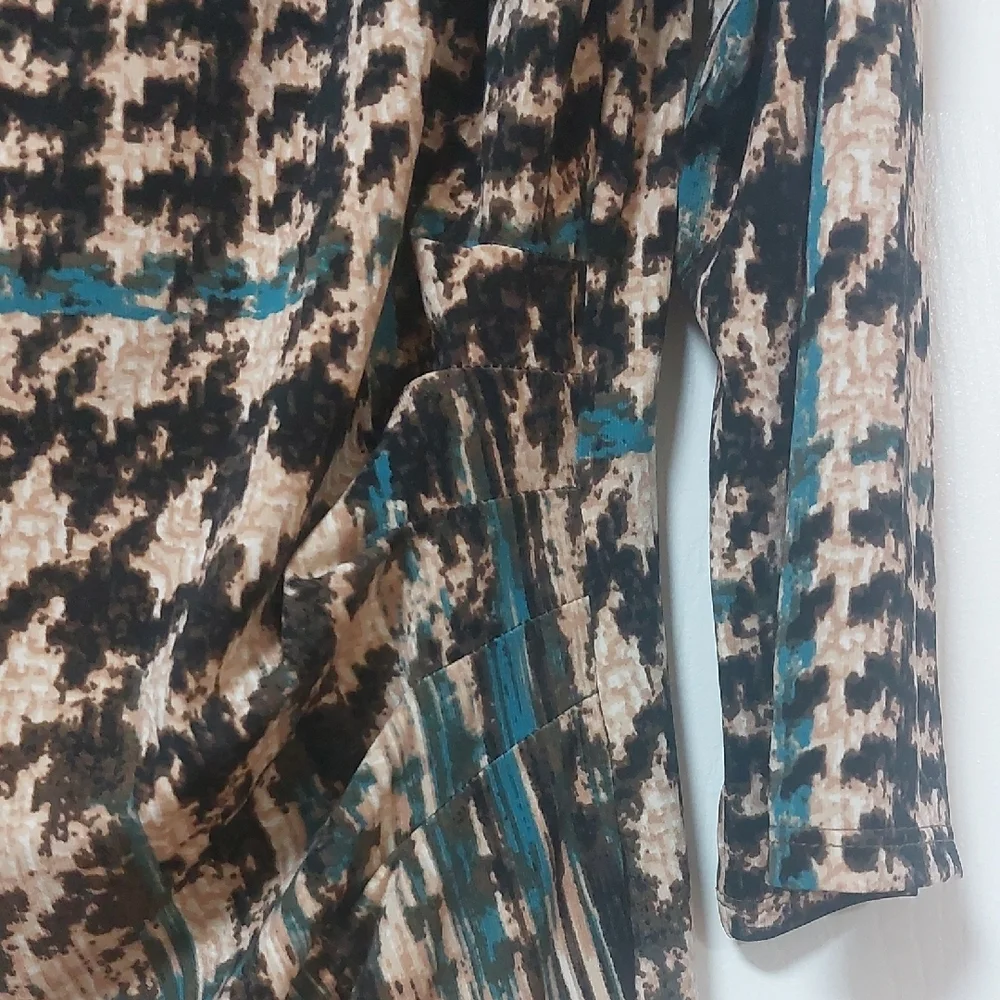 Anne Klein, Size 14, Black,Teal and Tan Dress - Picture 3 of 8